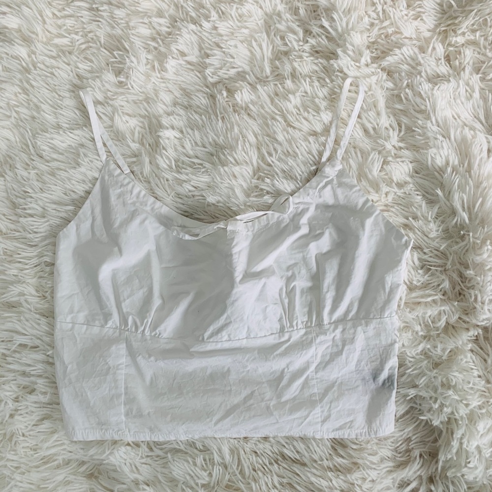 White tie front tank top